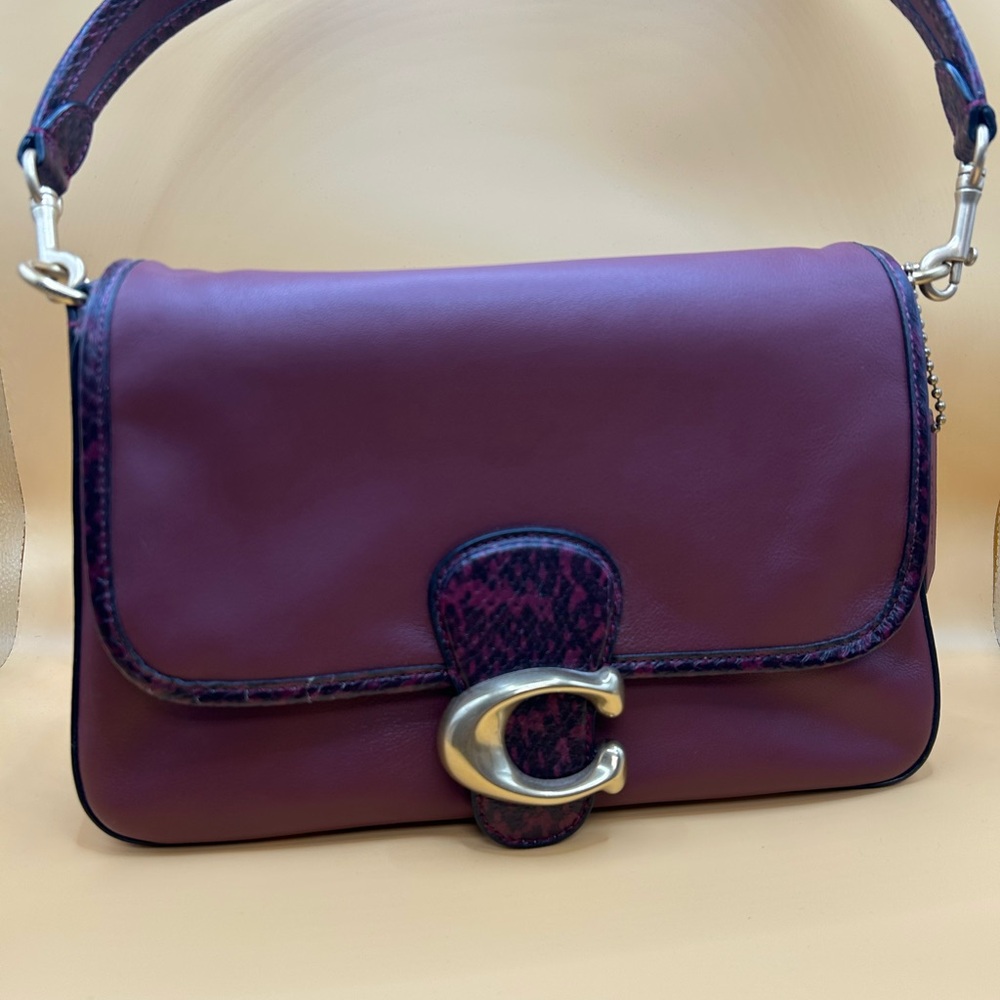 COACH Maroon Shoulder Bag with Gold Accent
